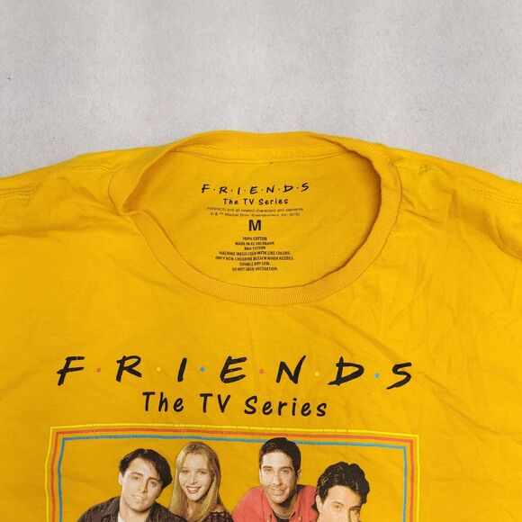 Friends Casual Short Sleeve Graphic Shirt Mens Size Medium M Yellow - Picture 1 of 11